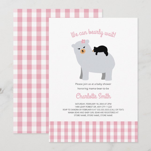 Mama Bear Baby Bear baby shower invitation (Front/Back)