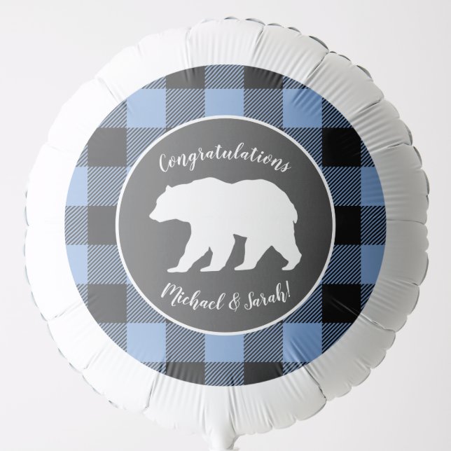 Mama Bear Baby Shower Woodland Lodge Boy Blue Balloon (Front)