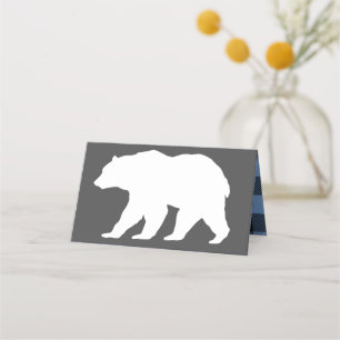 Mama Bear Baby Shower Woodland Lodge Boy Blue Place Card