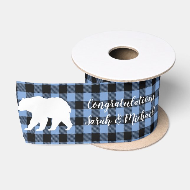 Mama Bear Baby Shower Woodland Lodge Boy Blue Satin Ribbon (Spool)