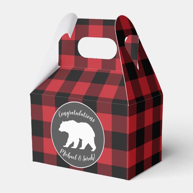 Mama Bear Baby Shower Woodland Lodge Favor Boxes (Front Side)