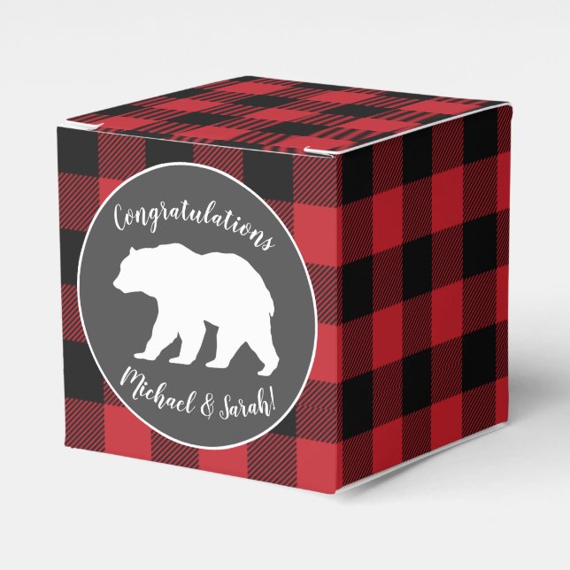 Mama Bear Baby Shower Woodland Lodge Favor Boxes (Front Side)