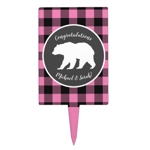 Mama Bear Baby Shower Woodland Lodge Girl Pink Cake Topper