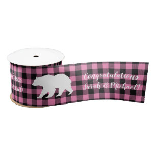 Mama Bear Baby Shower Woodland Lodge Girl Pink Satin Ribbon