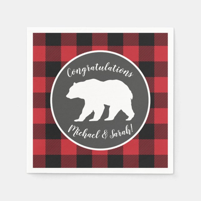 Mama Bear Baby Shower Woodland Lodge Napkins (Front)