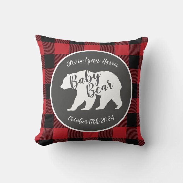 Mama Bear Baby Shower Woodland Lodge Throw Pillow (Front)