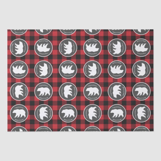 Mama Bear Baby Shower Woodland Lodge Tissue Paper (Front)