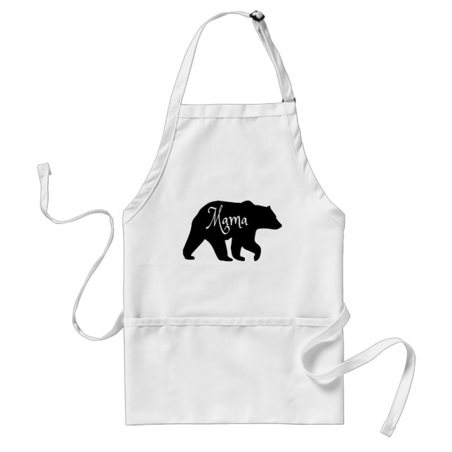 Mama Bear black and white Adult Apron (Front)