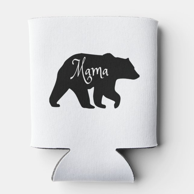 Mama Bear black and white Can Cooler (Back)