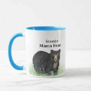 ~ Mama Bear ~ Black Bear blue trim Mug