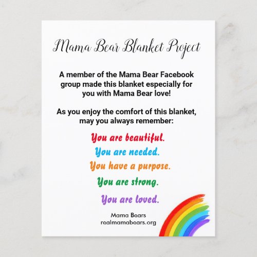 Mama Bear Blanket Project Note