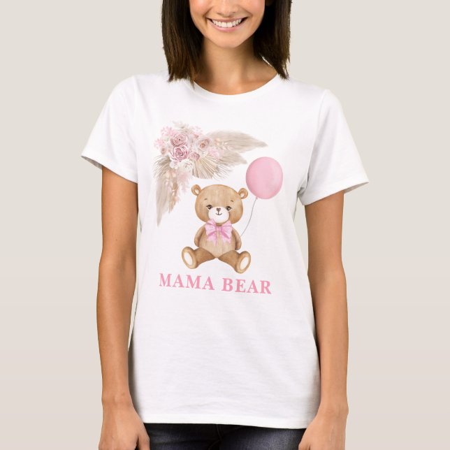 Mama Bear Boho Balloon Baby Girl Shower Gift T-Shirt (Front)