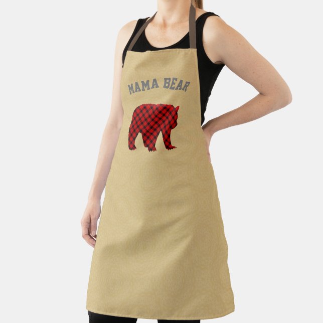 Mama Bear buffalo plaid bear Christmas Apron (Insitu)