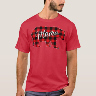 Mama Bear Buffalo Plaid Matching Family Christmas T-Shirt