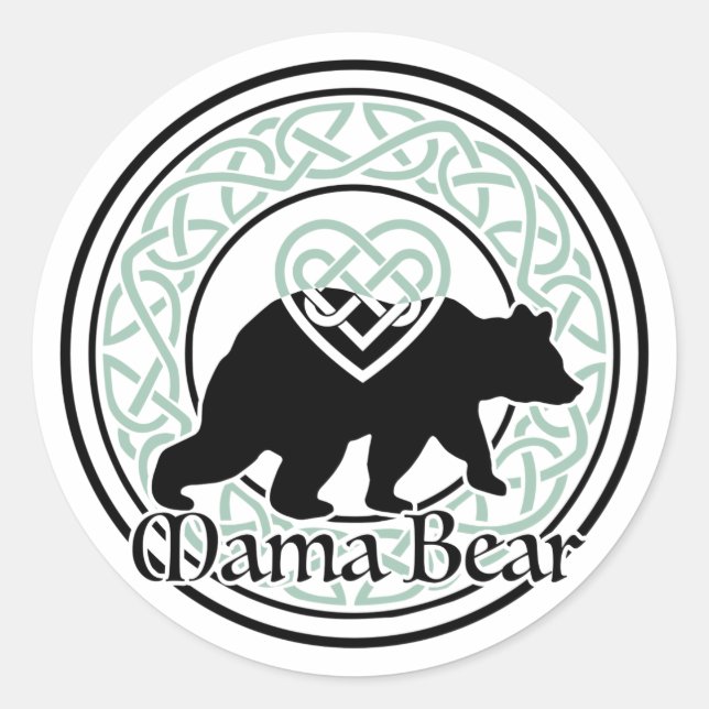 Mama Bear Celtic Circle of Love and Strength Classic Round Sticker (Front)
