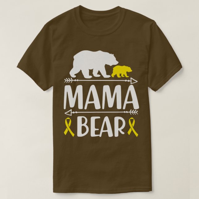 Mama Bear Childhood Cancer Awareness Mom Of A Warr T-Shirt (Design Front)