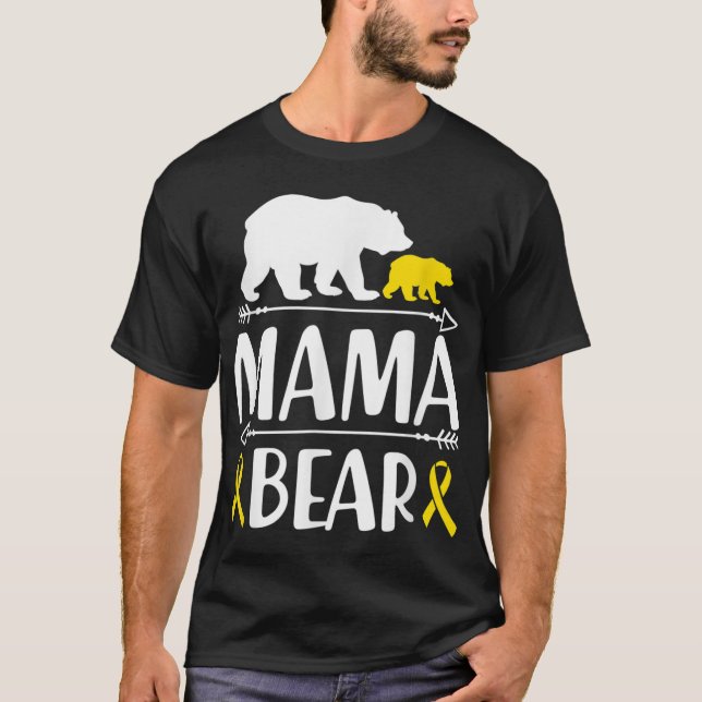 Mama Bear Childhood Cancer Awareness Mom Of A Warr T-Shirt (Front)