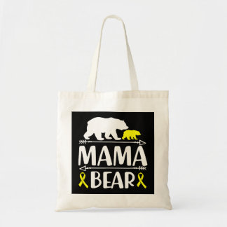 Mama Bear Childhood Cancer Awareness Mom Of A Warr Tote Bag