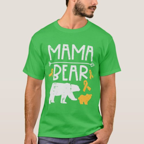 Mama Bear Childhood Cancer Ribbon Awareness Mom Mo T_Shirt