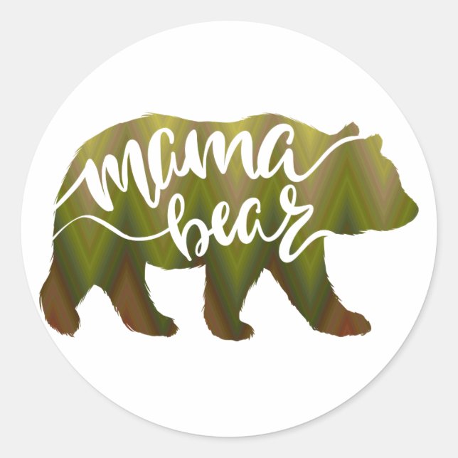 Mama  bear  - Choose background color Classic Round Sticker (Front)
