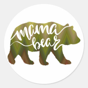 Mama bear - Choose background color Classic Round Sticker