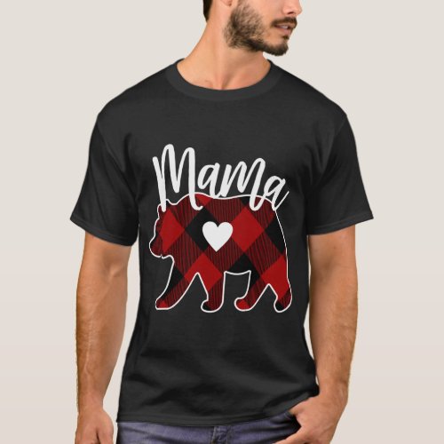 Mama Bear Christmas Buffalo Plaid Decoration T_Shirt