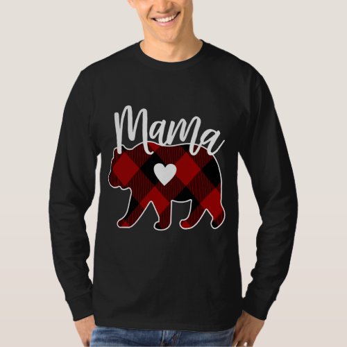 Mama Bear Christmas Buffalo Plaid Decoration T_Shirt