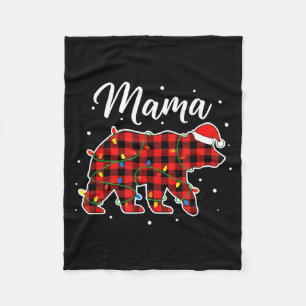 Mama Bear Christmas Mom Buffalo Plaid Holiday Fleece Blanket