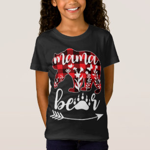 Mama Bear Christmas Pajama Buffalo Red Plaid Mama T-Shirt