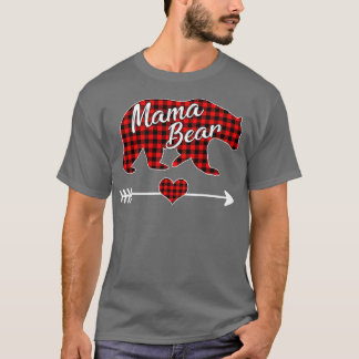 Mama Bear Christmas Pajama Red Buffalo Plaid Famil T-Shirt