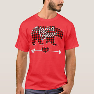 Mama Bear Christmas Pajama Red Buffalo Plaid Famil T-Shirt