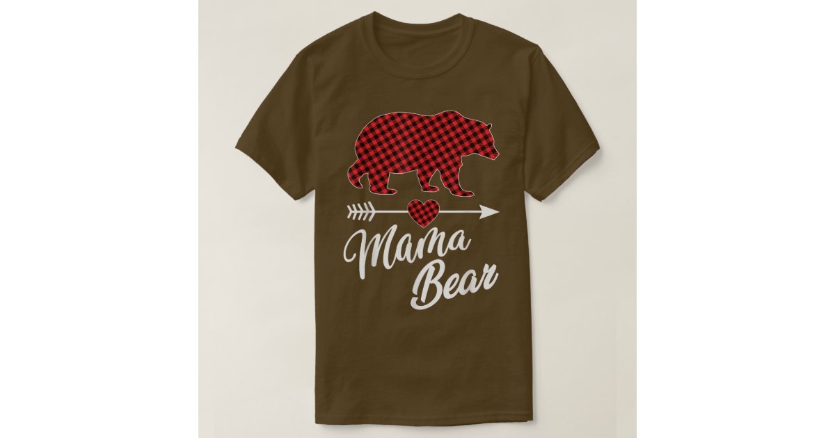 Mama Bear 3 Cubs Shirt Christmas Mama Bear Plaid Pajama T-Shirt