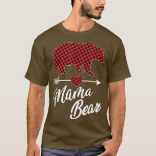 Mama Bear Christmas Pajama Red Buffalo Plaid Famil T-Shirt