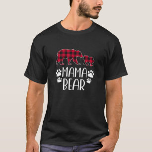 Mama Bear Christmas Pajama Red Buffalo Plaid Mothe T-Shirt
