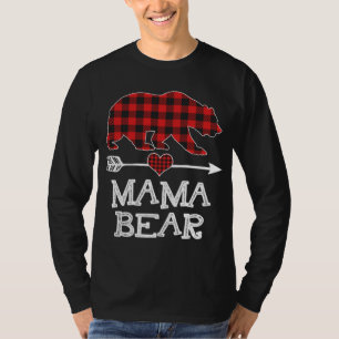 Mama Bear Christmas Pajama Red Plaid Buffalo Famil T-Shirt