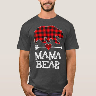 Mama Bear Christmas Pajama Red Plaid Buffalo Famil T-Shirt