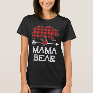 Mama Bear Christmas Pajama Red Plaid Buffalo Famil T-Shirt