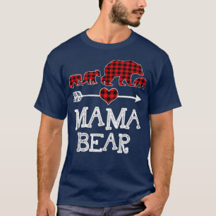 Mama Bear Christmas Pajama Red Plaid Buffalo Famil T-Shirt