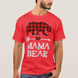 Mama Bear Christmas Pajama Red Plaid Buffalo Famil T-Shirt