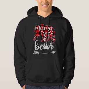 Mama Bear Christmas PajamaBuffalo Red Plaid Mama B Hoodie