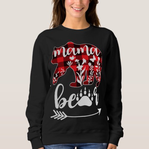 Mama Bear Christmas PajamaBuffalo Red Plaid Mama B Sweatshirt