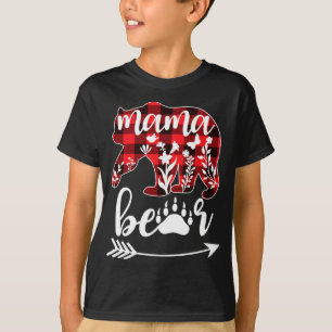 Mama Bear Christmas PajamaBuffalo Red Plaid Mama B T-Shirt