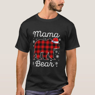 Mama Bear Christmas Pajamas Red Plaid Buffalo Fami T-Shirt