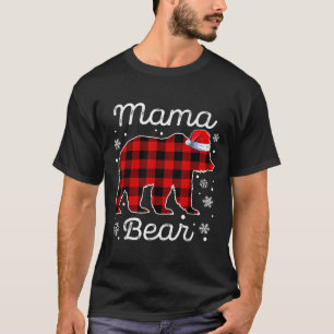 Mama Bear Christmas Pajamas Red Plaid Buffalo Fami T-Shirt