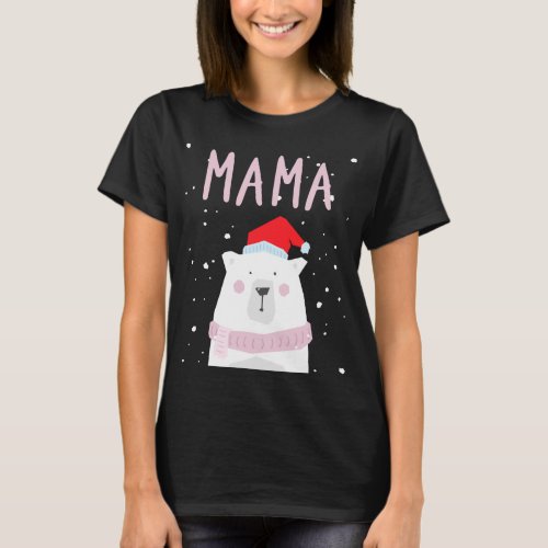 Mama Bear Christmas Santa Hat Family Matching T_Shirt