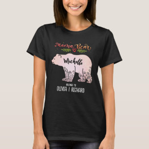 Mama Bear Customized Mother Mom Floral T-Shirt