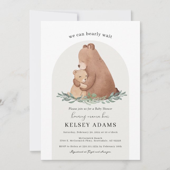 Mama Bear Cute Baby Shower Invitation (Front)