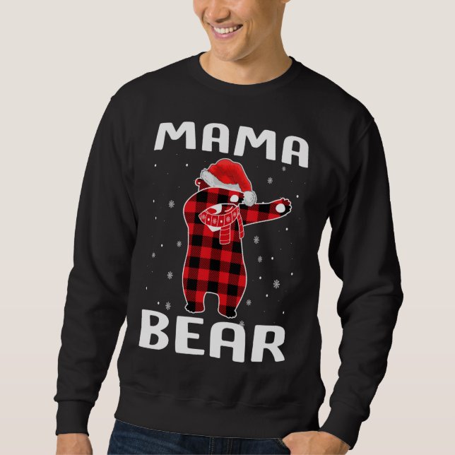 Mama Bear Dabbing Christmas Pajama With Santa Hat  Sweatshirt (Front)