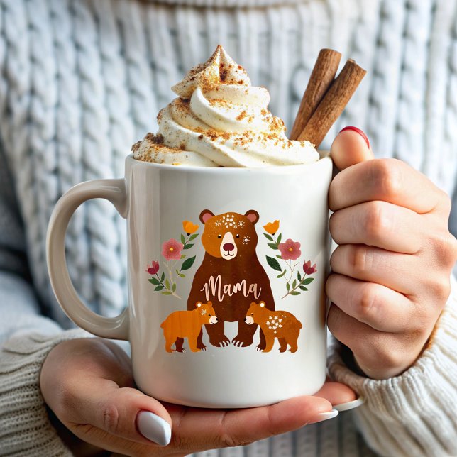 Mama Bear Elegant Flowers Mom  Coffee Mug (Creator Uploaded)