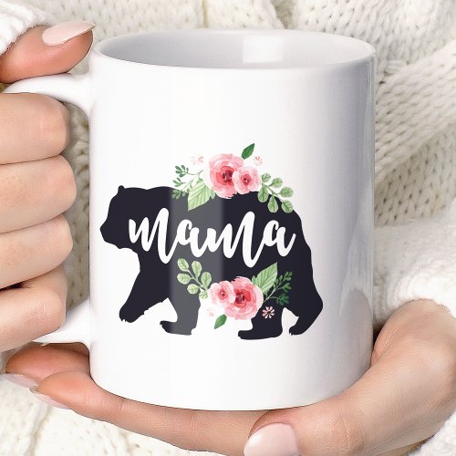 Mama Bear Elegant Rustic Floral Flowers Mom Coffee Mug